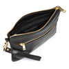 DEPECHE Beautiful leather clutch with golden zippers Small bag / Clutch 099 Black (Nero)