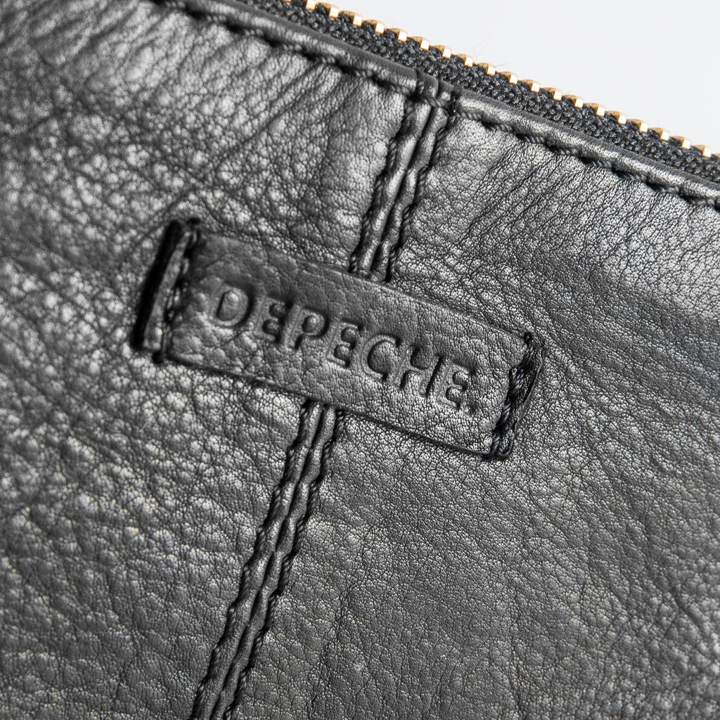 DEPECHE Beautiful leather clutch with golden zippers Small bag / Clutch 099 Black (Nero)