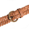 DEPECHE Braided narrow belt in soft leather Belt 014 Cognac