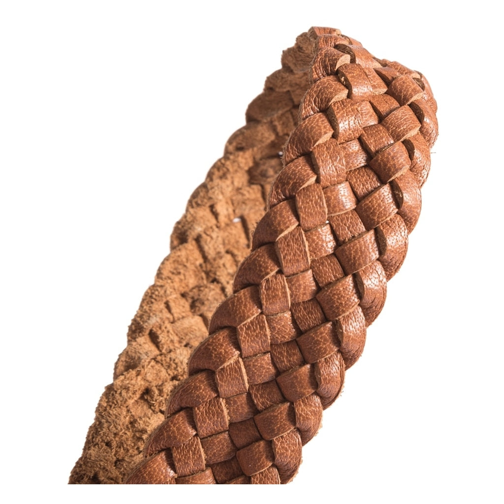 DEPECHE Braided narrow belt in soft leather Belts 014 Cognac