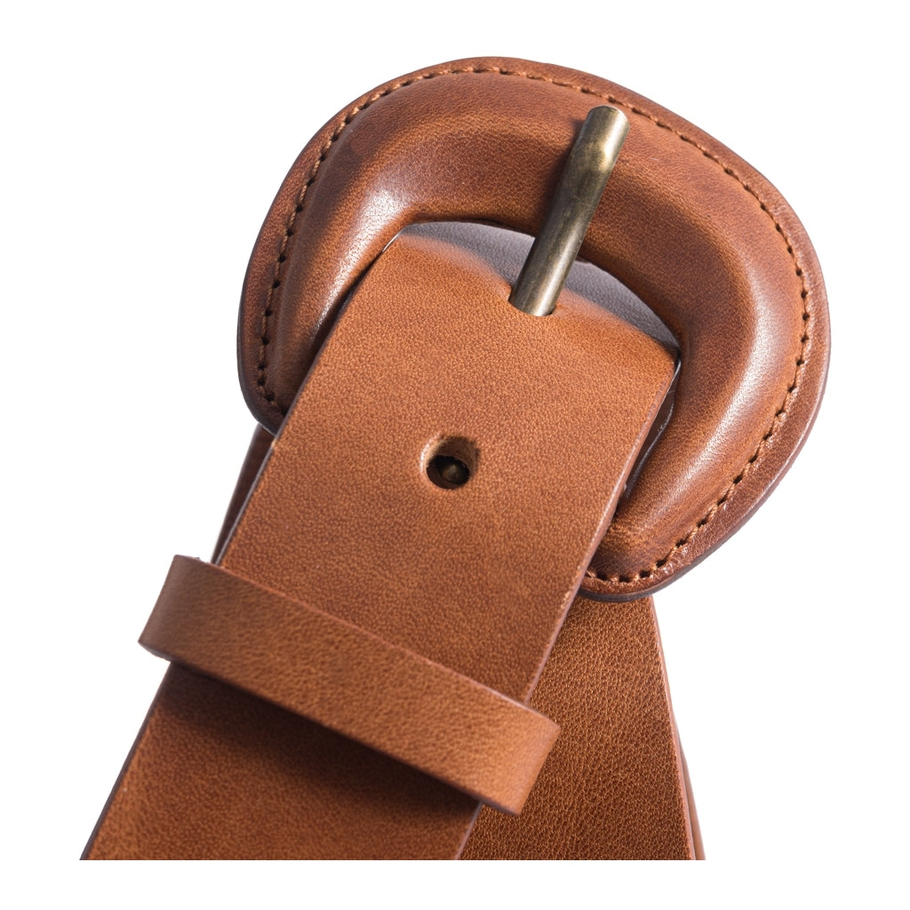 DEPECHE Jenas leather belt with large buckle Belts 014 Cognac