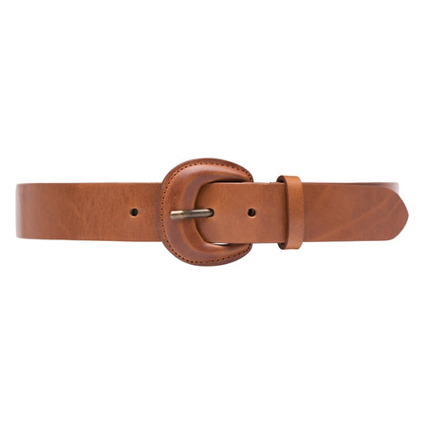 DEPECHE Jenas leather belt with large buckle Belts 014 Cognac