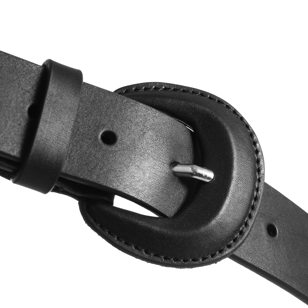 DEPECHE Jenas leather belt with large buckle Belts 099 Black (Nero)