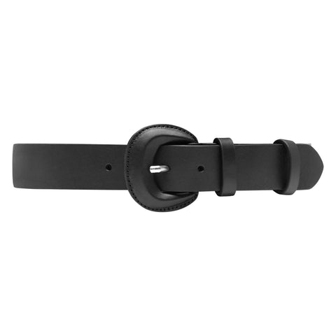 DEPECHE Jenas leather belt with large buckle Belts 099 Black (Nero)