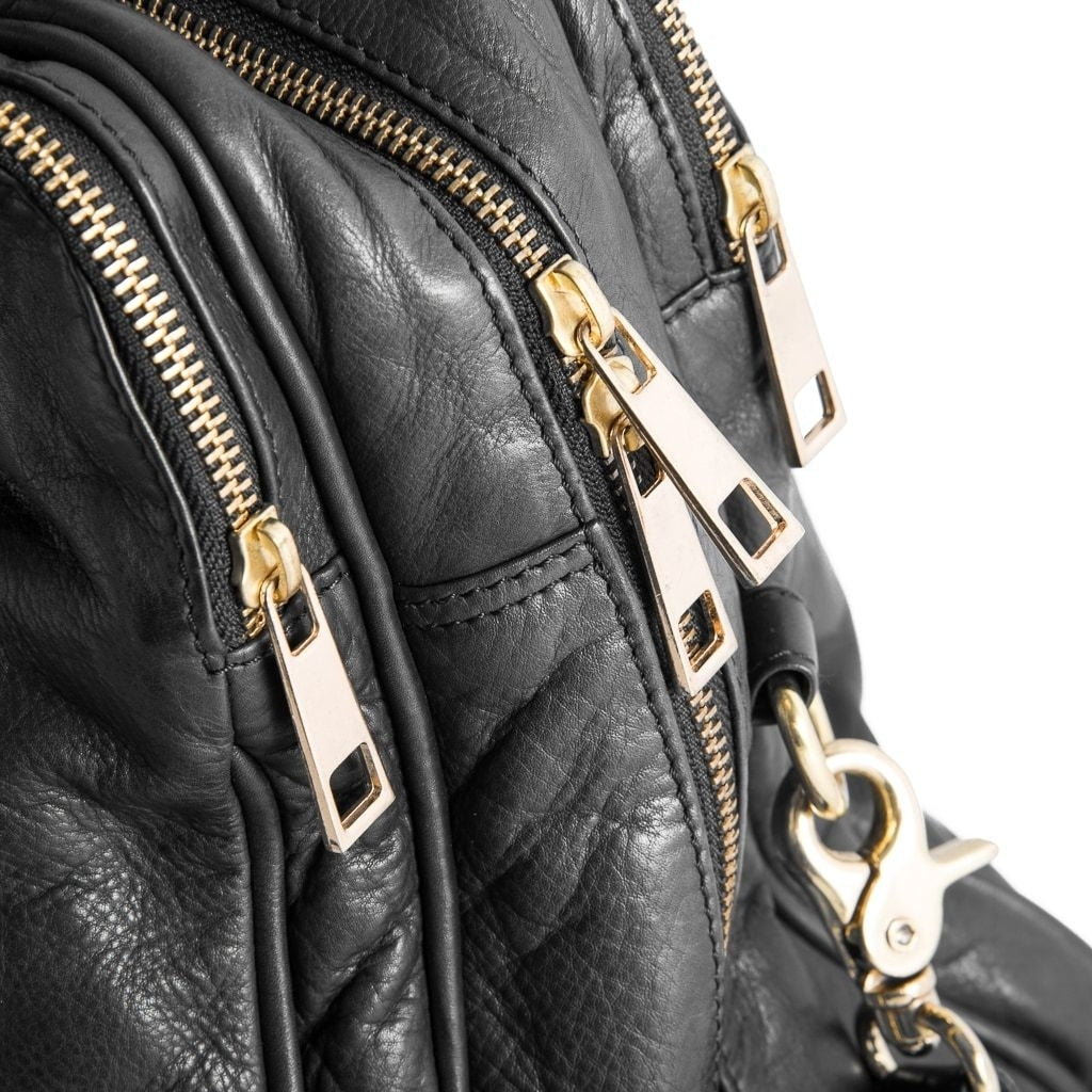 DEPECHE Large workbag in soft leather Shoulderbag / Handbag 099 Black (Nero)