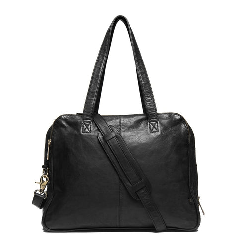 DEPECHE Large workbag in soft leather Shoulderbag / Handbag 099 Black (Nero)