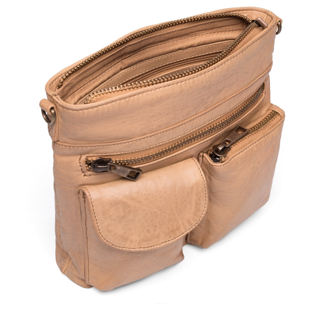 DEPECHE Raw and nice crossbody bag in soft leather Cross over 156 Camel