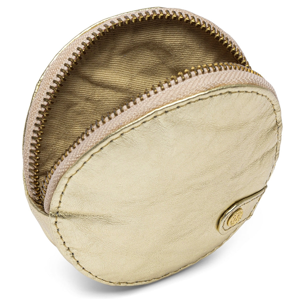 DEPECHE Small round leather purse en metallic look Purse / Credit card holder 206 Gold Metallic